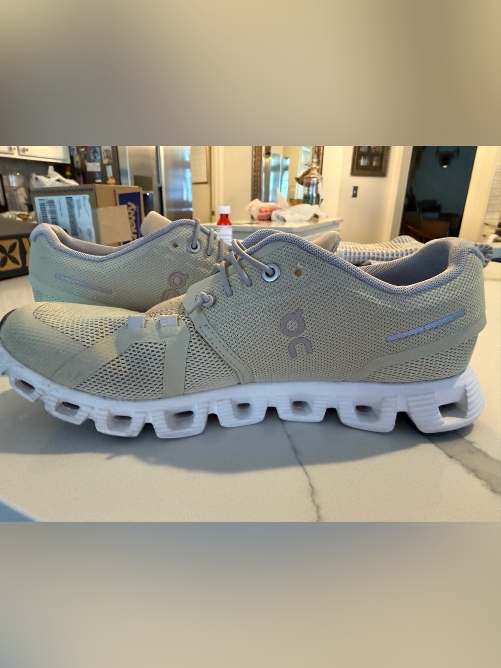 On Running Women’s Cloud Sneakers in Light Beige with White Sole
